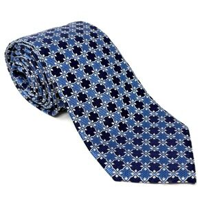JOS A BANK Heritage Collection Navy Blue 100% Silk Geometric Handmade Necktie